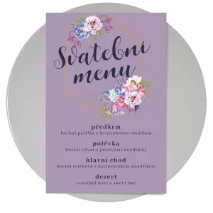 Papírové svatební menu JITKA