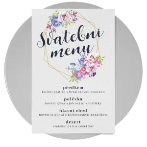 Papírové svatební menu JITKA