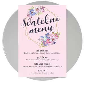 Papírové svatební menu JITKA