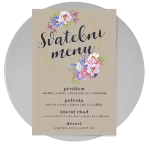 Papírové svatební menu JITKA