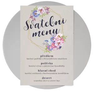Papírové svatební menu JITKA