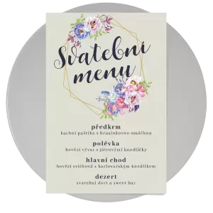 Papírové svatební menu JITKA