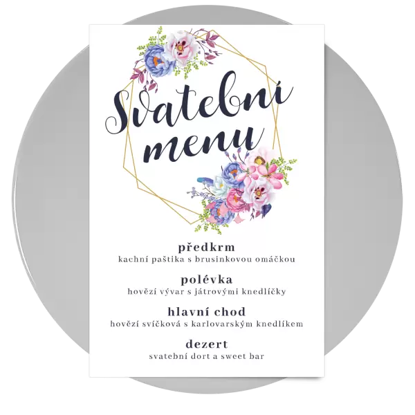 Papírové svatební menu JITKA