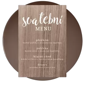 Dřevěné svatební menu BEATA