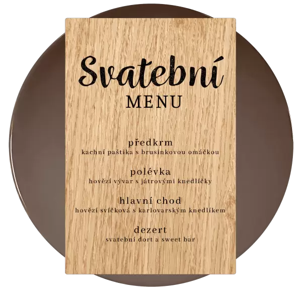 Dřevěné svatební menu DIANA