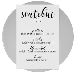 Papírové svatební menu JOLANA
