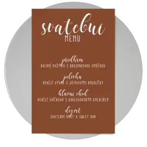 Papírové svatební menu JOLANA