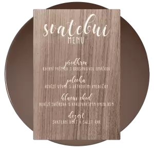 Dřevěné svatební menu JOLANA