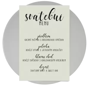 Papírové svatební menu JOLANA