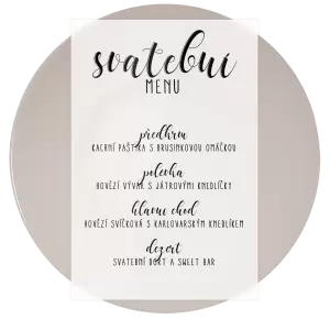 Plexi svatební menu JOLANA