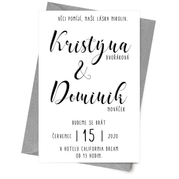 Papírové svatební oznámení JOLANA 