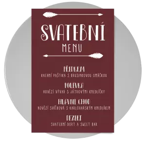 Papírové svatební menu KAMILA
