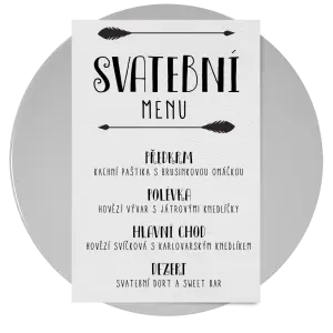 Papírové svatební menu KAMILA