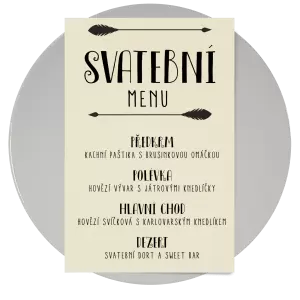 Papírové svatební menu KAMILA