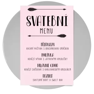 Papírové svatební menu KAMILA