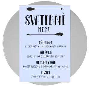 Papírové svatební menu KAMILA