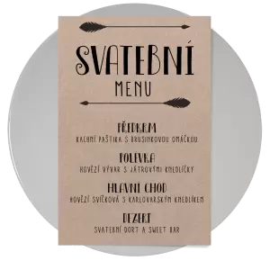 Papírové svatební menu KAMILA