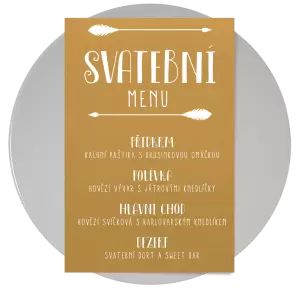 Papírové svatební menu KAMILA