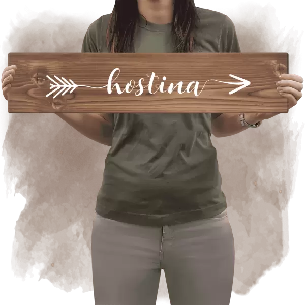 Dřevěná směrovka HOSTINA vpravo