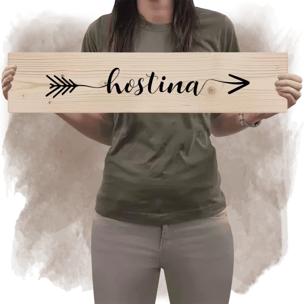 Dřevěná směrovka HOSTINA vpravo