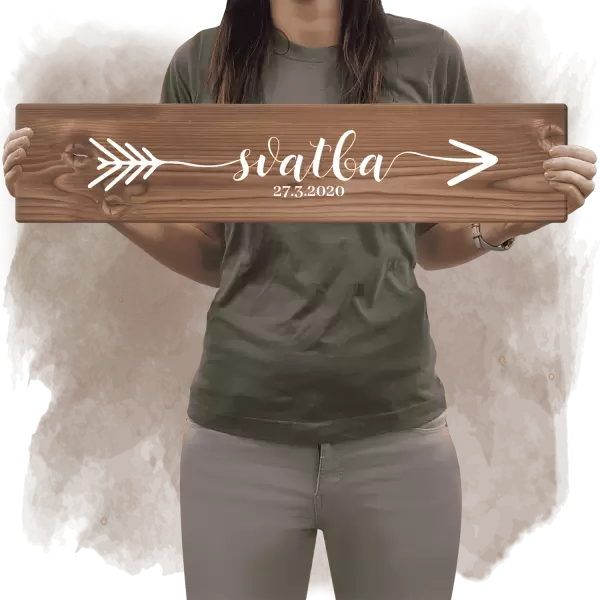 Dřevěná směrovka SVATBA