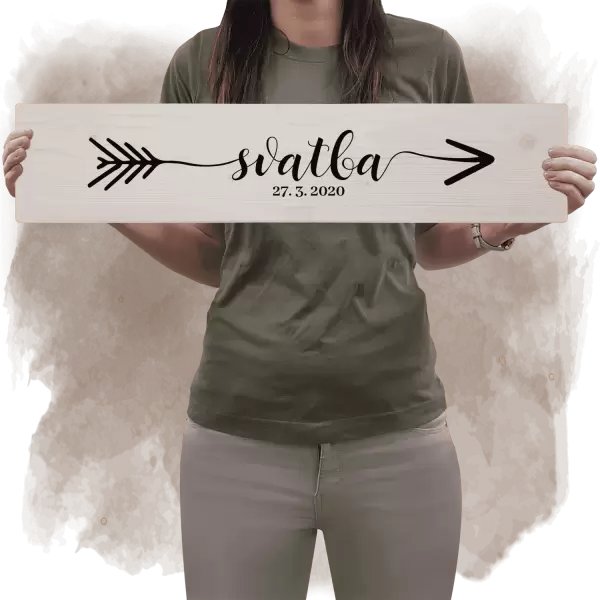Dřevěná směrovka SVATBA