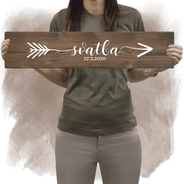 Dřevěná směrovka SVATBA