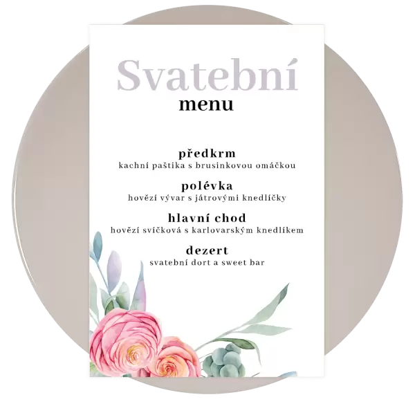 Papírové svatební menu MARIE