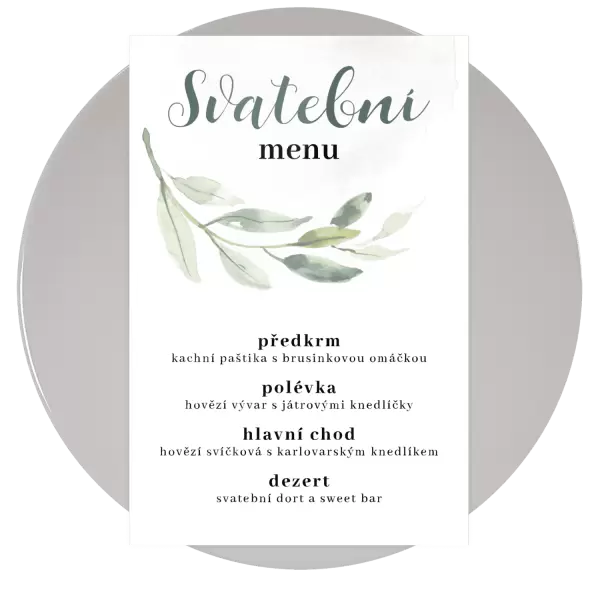 Plexi svatební menu ZITA