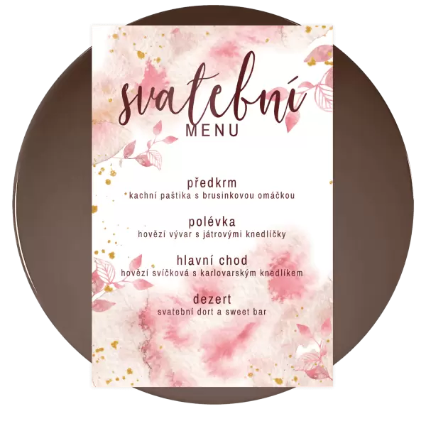 Plexi svatební menu ZUZANA