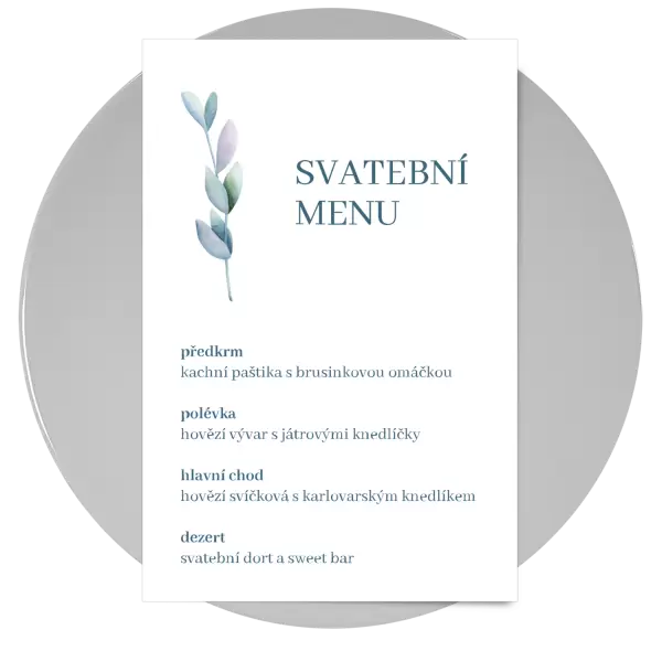 Papírové svatební menu SILVA