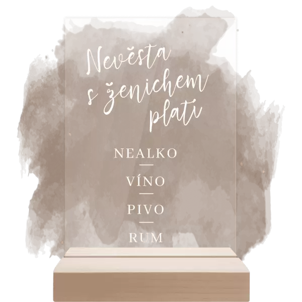 Plexi cedulka Nevěsta s ženichem platí