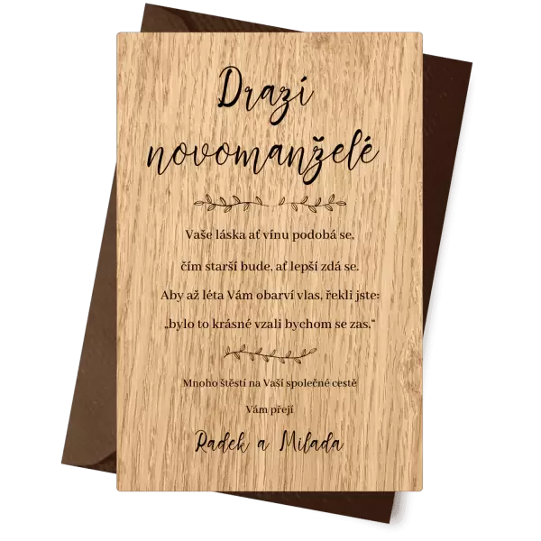 Dřevěné blahopřání ADINA