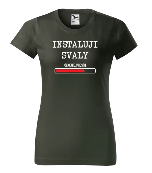 Dámské tričko Instaluji svaly, čekejte prosím