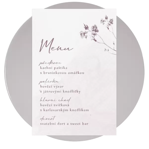 Plexi svatební menu ZOJA