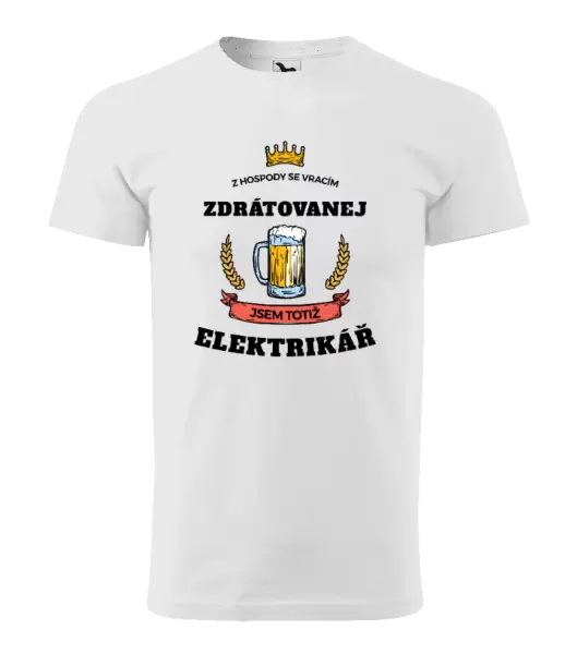 Pánské tričko Z hospody se vracím - Elektrikář