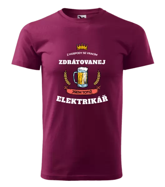 Pánské tričko Z hospody se vracím - Elektrikář