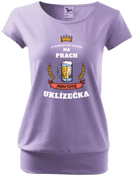 Dámské tričko Z hospody se vracím - Uklízečka