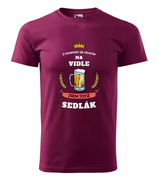 Pánské tričko Z hospody se vracím - Sedlák