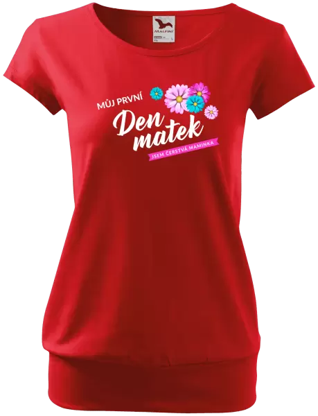 Dámské tričko Můj první den matek - květiny