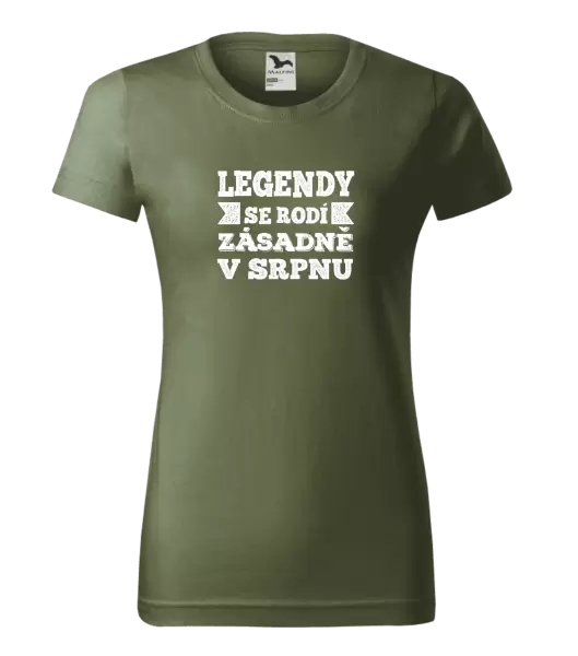 Dámské narozeninové tričko Legendy se rodí zásadně v...