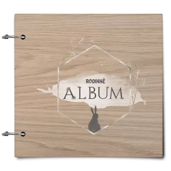 Dřevěné album se sponami Zajíc ve zlatém šestiúhelníku