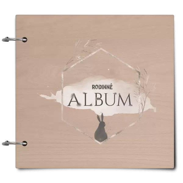 Dřevěné album se sponami Zajíc ve zlatém šestiúhelníku