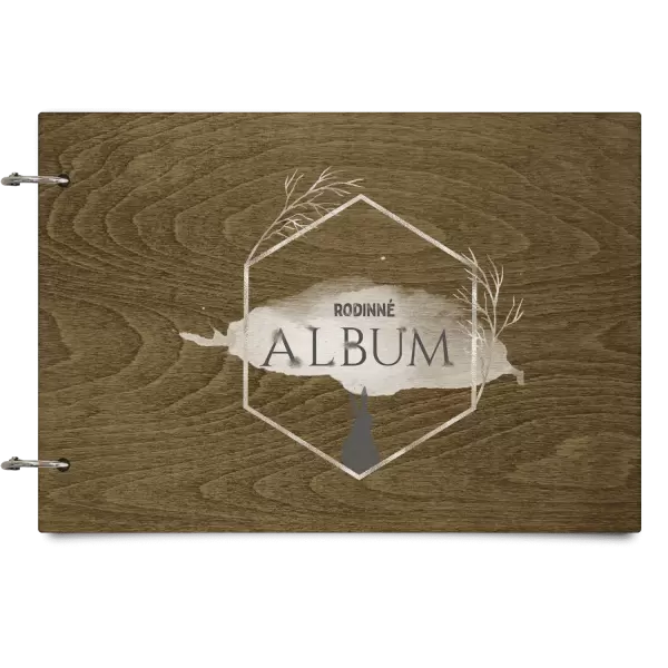 Dřevěné album se sponami Zajíc ve zlatém šestiúhelníku