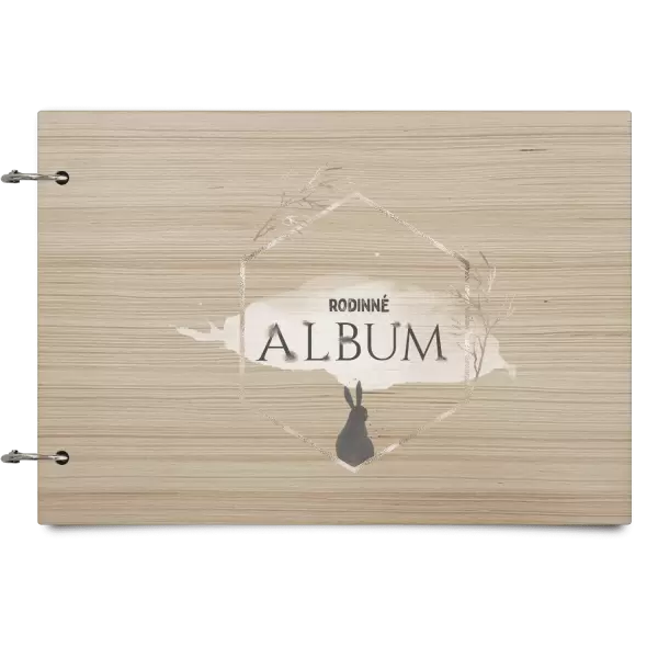 Dřevěné album se sponami Zajíc ve zlatém šestiúhelníku