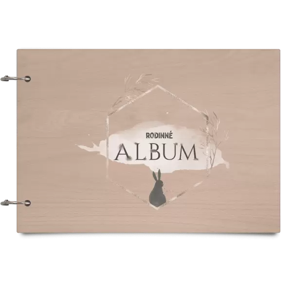 Dřevěné album se sponami Zajíc ve zlatém šestiúhelníku