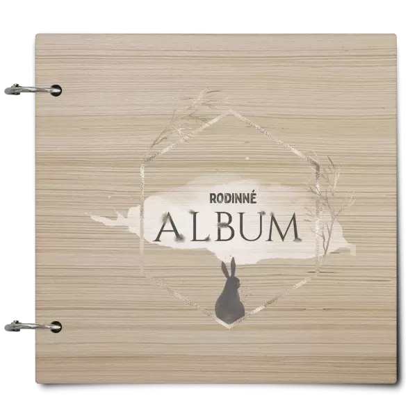 Dřevěné album se sponami Zajíc ve zlatém šestiúhelníku
