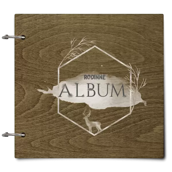 Dřevěné album se sponami Zlatý jelen v šestiúhelníku