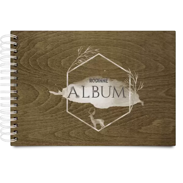 Dřevěné album s kroužkovou vazbou Zlatý jelen v šestiúhelníku