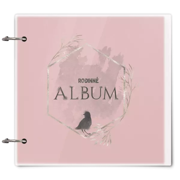 Plexi album se sponami Ptáček ve zlatém šestiúhelníku